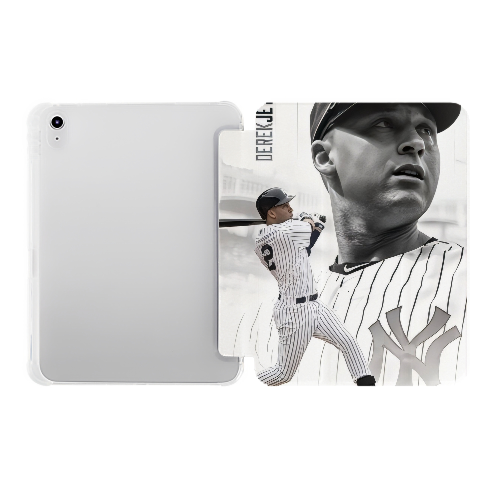 Derek Jeter 61 Premium Tri-Fold PU Leather & Silicone IPad Case With Pencil Slot – Fits 9.5,10.5,10.9 – Adjustable Stand, Slim, Protective